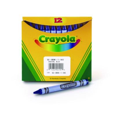 Bulk Crayons, Regular Size, 0.31" x 3.63", Blue, 12/Box