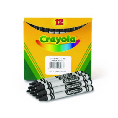Bulk Crayons, Regular Size, 0.31" x 3.63", Black, 12/Box