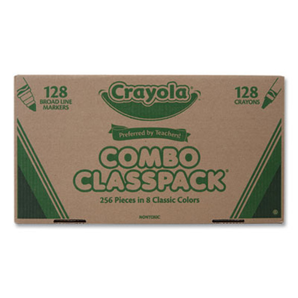 Crayons And Markers Combo Classpack, Eight Colors, 256/Set