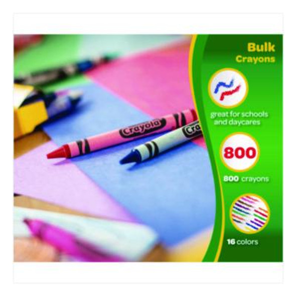 Classpack Crayons, Regular Size, 0.31" x 3.63", 16 Assorted Colors, 800/Box