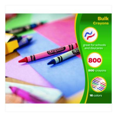 Classpack Crayons, Regular Size, 0.31" x 3.63", 16 Assorted Colors, 800/Box