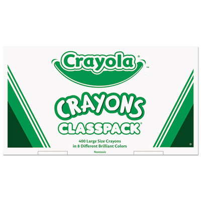 Classpack Crayons, Large Size, 0.44" x 4", 8 Assorted Colors, 400/Pack