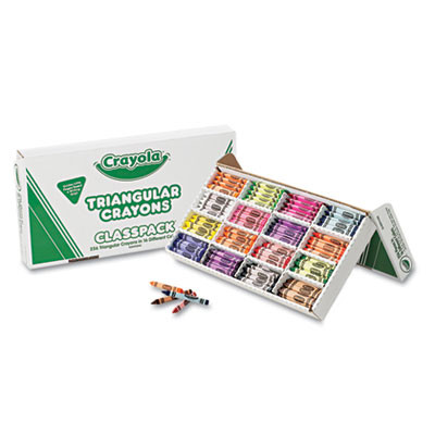 Classpack Triangular Crayons, Regular Size, 0.5" x 4", 16 Assorted Colors, 256/Carton