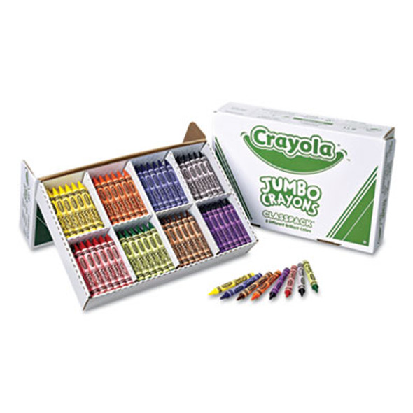 Jumbo Classpack Crayons, Jumbo Size, 0.56" x 5", 8 Assorted Colors, 200/Pack
