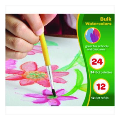 Watercolors, 8 Assorted Colors, Palette Tray, 36/Carton