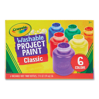 Washable Paint, 6 Assorted Colors, 2 Oz Bottle, 6/Pack