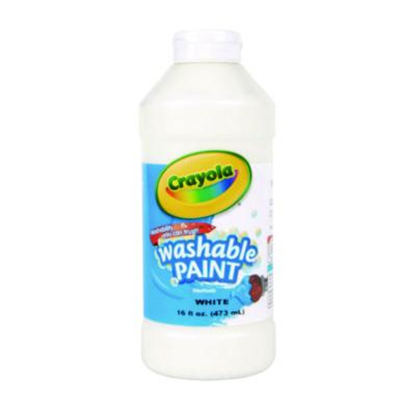 Washable Paint, White, 16 Oz Bottle