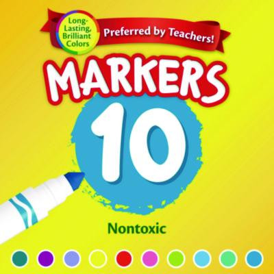 Non-Washable Marker, Broad Bullet Tip, Assorted Tropical Colors, 10/Pack