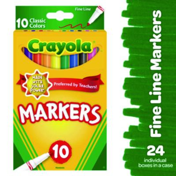 Non-Washable Marker, Fine Bullet Tip, Assorted Classic Colors, 10/Pack