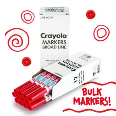 Broad Line Washable Markers, Broad Bullet Tip, Red, 12/Box