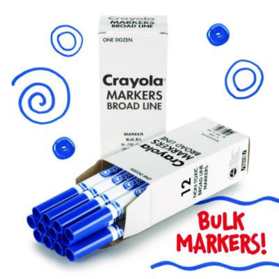 Broad Line Washable Markers, Broad Bullet Tip, Blue, 12/Box