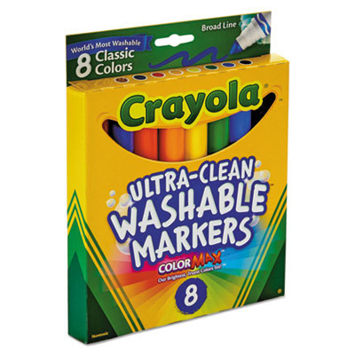 Ultra-Clean Washable Markers, Broad Bullet Tip, Assorted Colors, 8/Pack