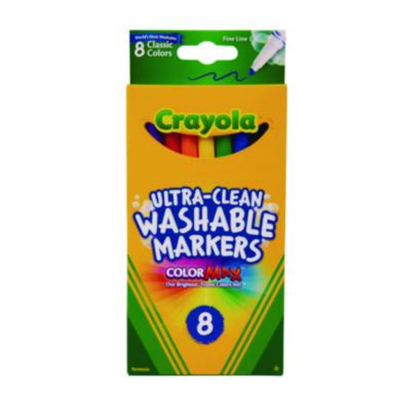 Ultra-Clean Washable Markers, Fine Bullet Tip, Assorted Colors, 8/Pack