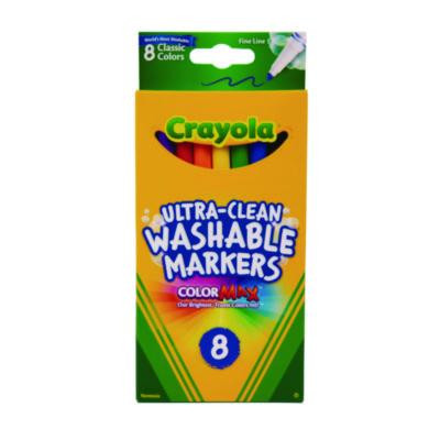 Ultra-Clean Washable Markers, Fine Bullet Tip, Assorted Colors, 8/Pack