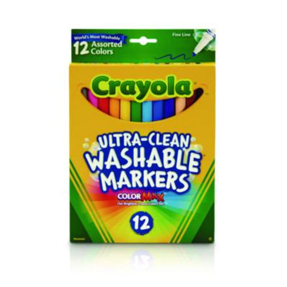 Ultra-Clean Washable Markers, Fine Bullet Tip, Assorted Colors, Dozen