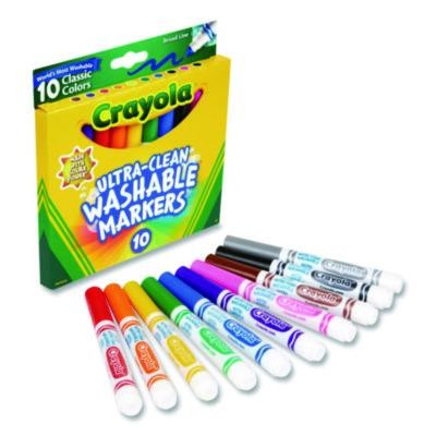 Ultra-Clean Washable Markers, Broad Bullet Tip, Assorted Colors, 10/Pack