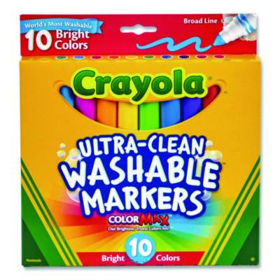 Ultra-Clean Washable Markers, Broad Bullet Tip, Assorted Bright Colors, 10/Pack