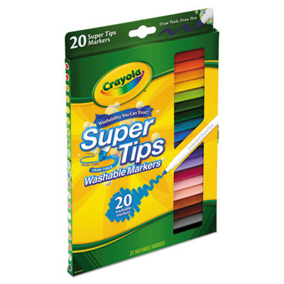 Washable Super Tips Markers, Fine/Broad Bullet Tips, Assorted Colors, 20/Set