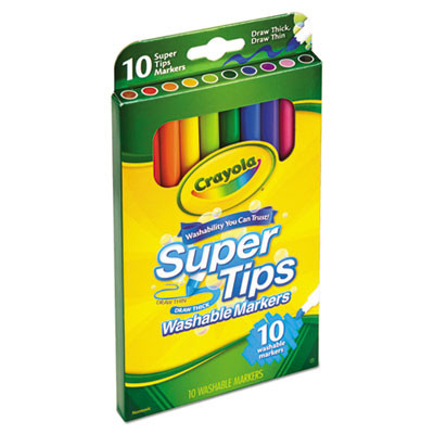 Washable Super Tips Markers, Fine/Broad Bullet Tips, Assorted Colors, 10/Set