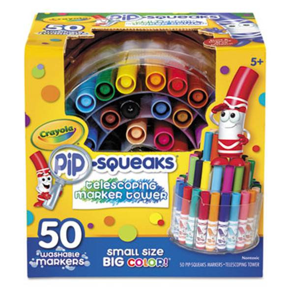 Pip-Squeaks Telescoping Marker Tower, Medium Bullet Tip, Assorted Colors, 50/Pack