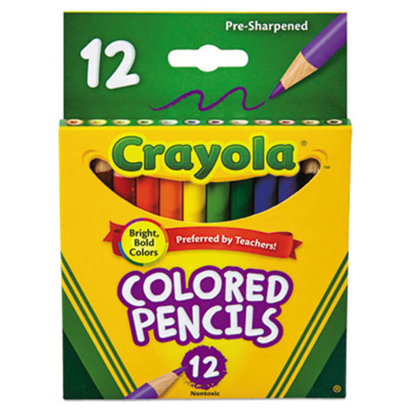 Short-Length Colored Pencil Set, 3.3 Mm, 2B, Assorted Lead And Barrel Colors, Dozen
