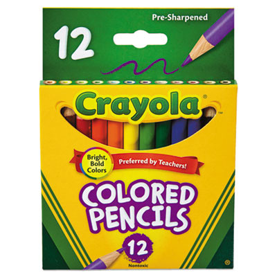 Short-Length Colored Pencil Set, 3.3 Mm, 2B, Assorted Lead And Barrel Colors, Dozen