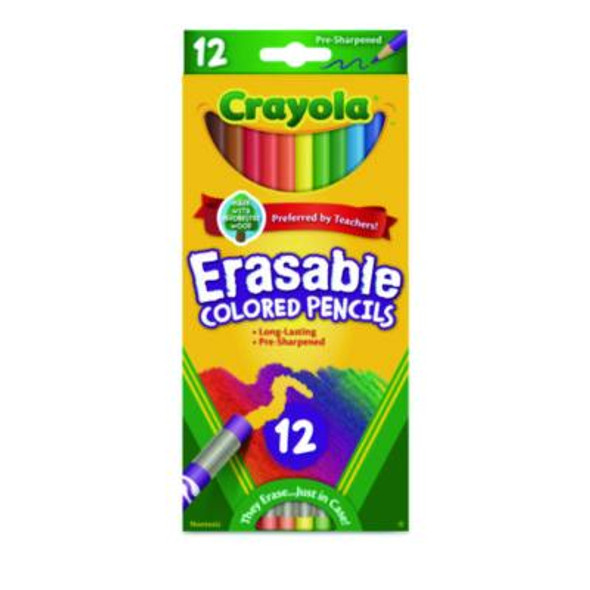 Erasable Color Pencil Set, 3.3 Mm, 2B, Assorted Lead And Barrel Colors, Dozen