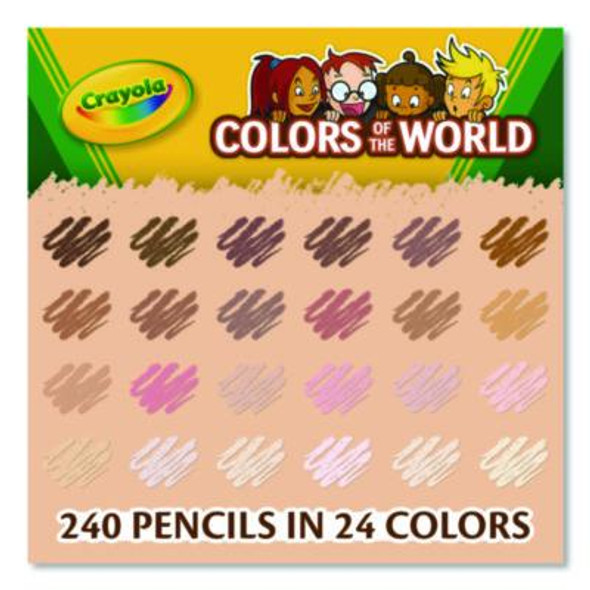 Colors Of The World Colored Pencils Classpack Set, 24 Assorted Lead And Barrel Colors, 240/Pack