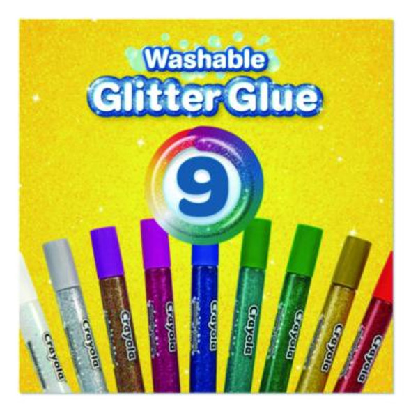 Washable Glitter Glue, 0.35 Oz, Assorted Colors, 9/Pack