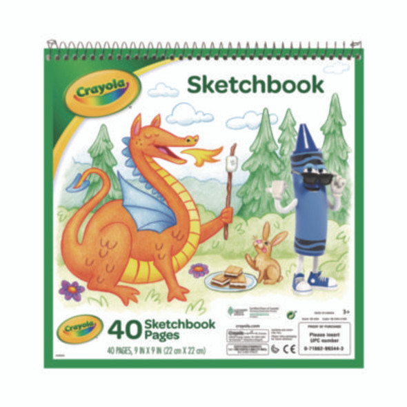 Animal Animations Wirebound Sketchpad, Unruled, Gold/Green Cover, 40 White 9 X 9 Sheets