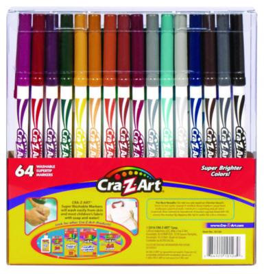 Washable Supertip Markers, Fine/Broad Bullet Tips, Assorted Colors, 64/Set