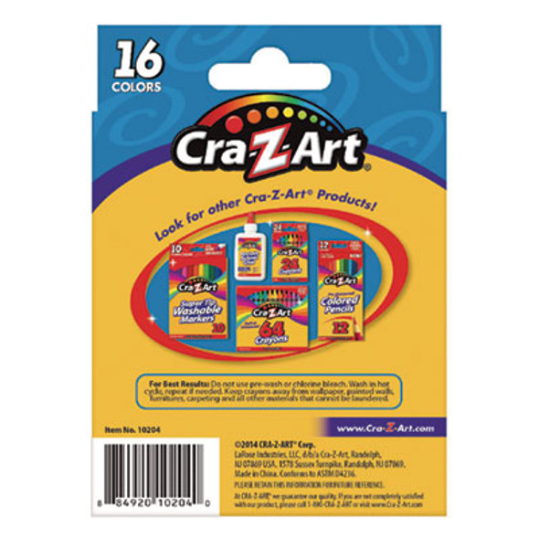 Washable Jumbo Crayons, 16 Assorted Colors, 16/Pack