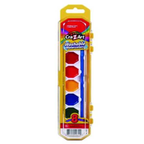 Washable Watercolors, 8 Assorted Colors, Palette Tray