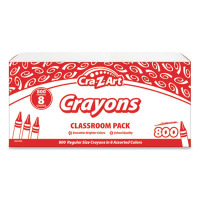 Crayons Classpack With Compartmentalized Storage Box, Regular Size, 8 Assorted Colors, 800/Pack