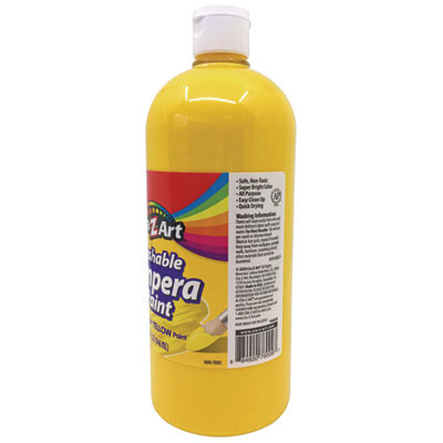 Washable Tempera Paint, Yellow, 32 Oz Bottle