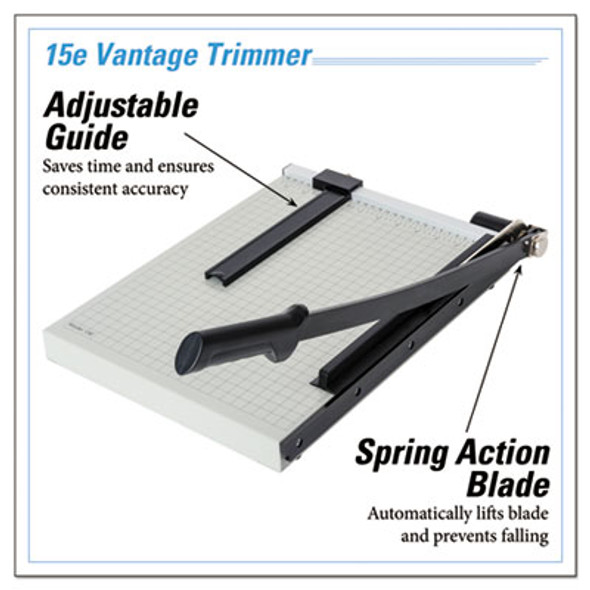 Vantage Guillotine Paper Trimmer/Cutter, 15 Sheets, 15" Cut Length, Metal Base, 12.25 X 15.75