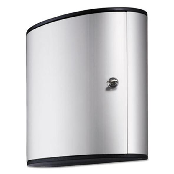 Locking Key Cabinet, 36-Key, Brushed Aluminum, Silver, 11.75" x 4.63" x 11"
