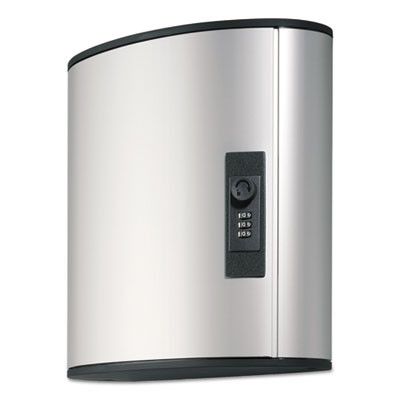 Locking Key Cabinet, 36-Key, Brushed Aluminum, Silver, 11.75 X 4.63 X 11