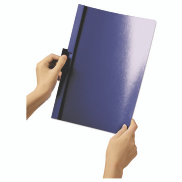 Duraclip Report Cover, Clip Fastener, 8.5 X 11, Clear/Navy, 25/Box