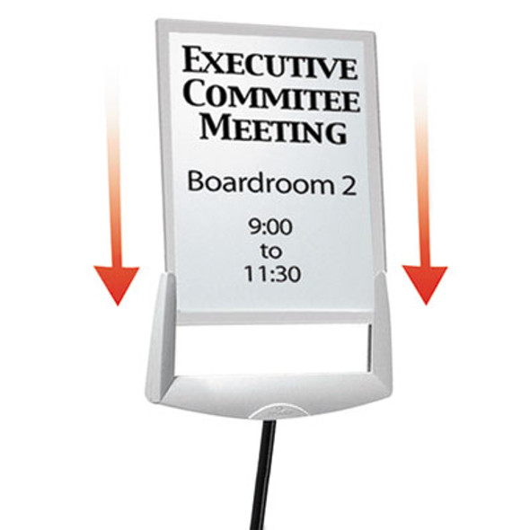 Sherpa Infobase Sign Stand, Acrylic/Metal, 40" To 60" High, Gray