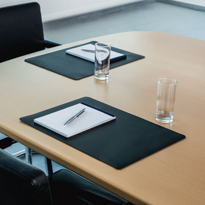 Anti-Slip Contoured Edge Pvc Desk Pad, 20.5" x 25.5", Black