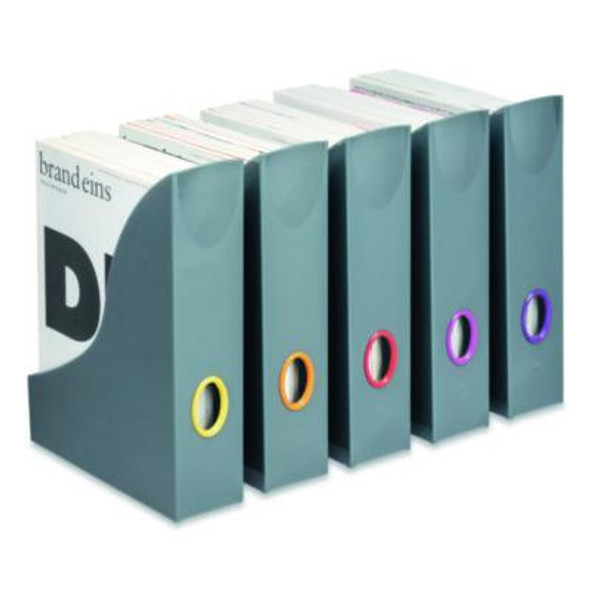 Varicolor Plastic Magazine Racks, 2.88w x 9.5d x 12h, Gray/Multicolor, 5/Pack