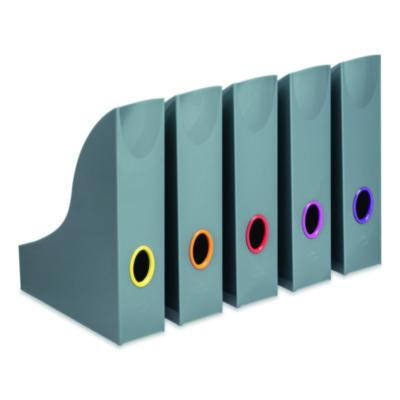 Varicolor Plastic Magazine Racks, 2.88w x 9.5d x 12h, Gray/Multicolor, 5/Pack