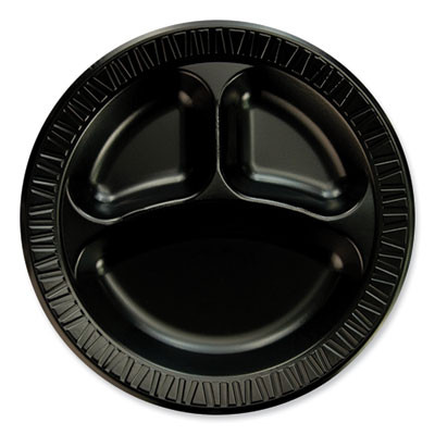 Quiet Class Laminated Foam Dinnerware, Plate, 10.25" Dia, Black, 125/Pack, 4 Packs/Carton