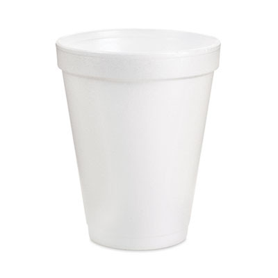 Small Foam Drink Cups, 12 Oz, White, 24/Bag, 12 Bags/Carton