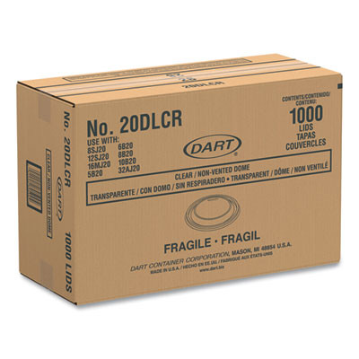 Plastic Dome Lid, Fits 5 Oz To 32 Oz Hot Cups/Containers, Clear, 100/Pack, 10 Packs/Carton