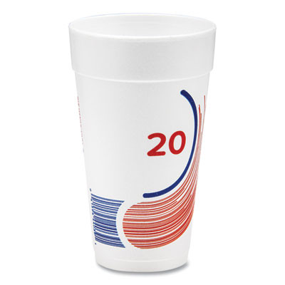 Breeze Hot/Cold Insulated Foam Drinking Cups, 20 Oz, Red/White/Blue, 500/Carton