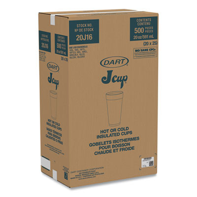 Coca-Cola Foam Cups, 20 Oz, White/Red, 25/Bag, 20 Bags/Carton