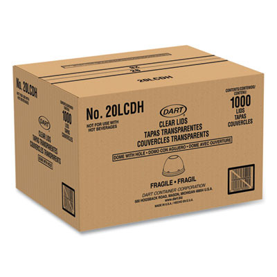 Cappuccino Dome Sipper Lids, Fits 30 Oz To 32 Oz Hot Cups, Plastic, Clear, 50/Pack, 20 Packs/Carton