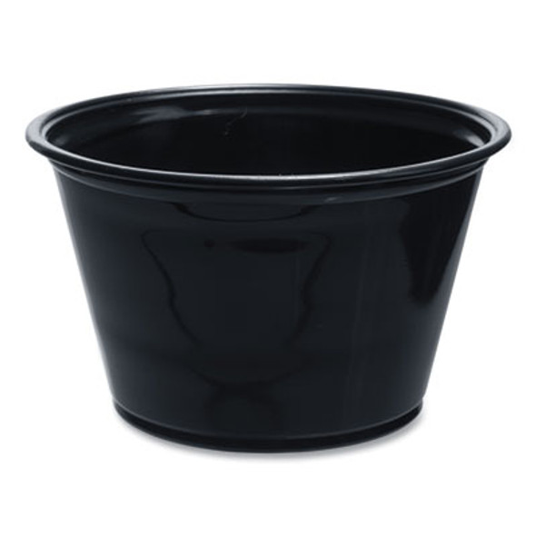 Conex Complements Portion/Medicine Cups, 4 Oz, Plastic, Black, 125/Bag, 20 Bags/Carton